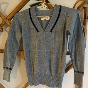 Vintage Grey Confetti V-Neck Sweater